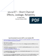 MOSFET - Short Channel Effects, Leakage, Reliability: Dr. Rajan Pandey Associate Professor, SENSE