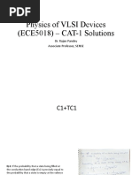 Physics of VLSI Devices (ECE5018) - CAT-1 Solutions: Dr. Rajan Pandey Associate Professor, SENSE