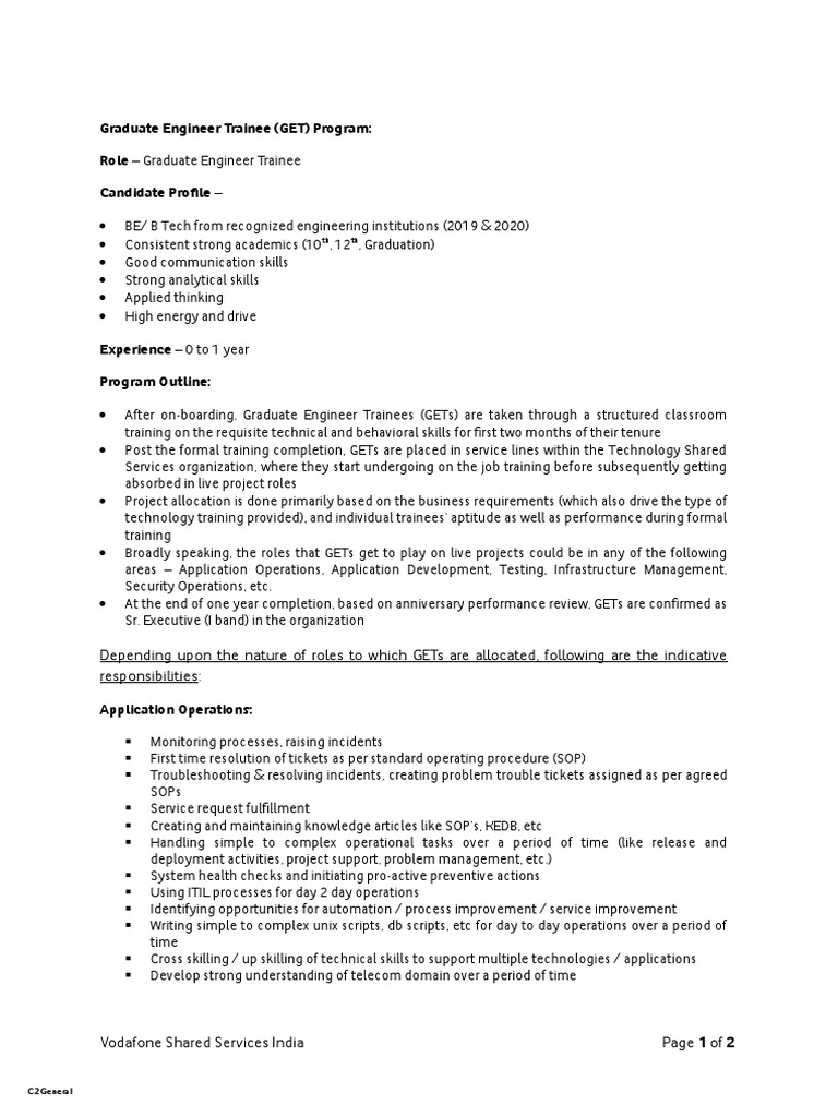 Graduate Engineer Trainee Program Overview | PDF | Information ...