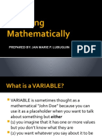 Speaking Mathematically: Prepared By: Jan Marie P. Lubuguin