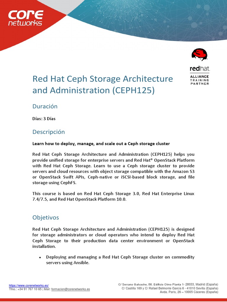 Red Hat Ceph Storage Architecture and Administration (CEPH125) | PDF ...
