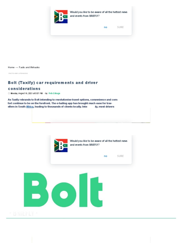 Bolt (Taxify) Car Requirements and Driver Consideration PDF Vehicle