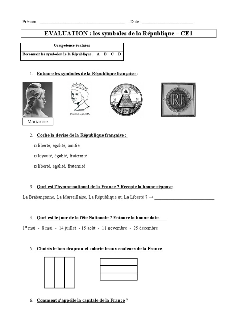 Evaluation Symboles Republique Pdf