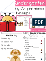 Free Kindergarten Reading Comprehensionand Questions