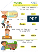Grade 2 Reading Aw and Au Words Worksheet