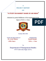 "A Study On Market Share of Air India: Department of Management Studies