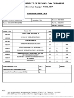 National Institute of Technology Durgapur: Provisional Grade Card