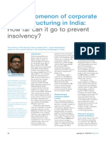 The Phenomenon of Corporate Debt Restructuring in India:: How Far Can It Go To Prevent Insolvency?
