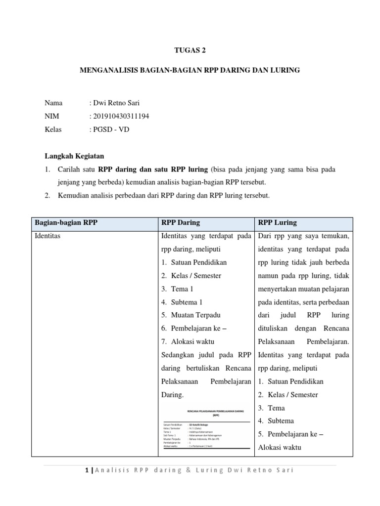 Analisis RPP Daring dan Luring | PDF