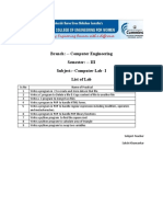 Branch: - Computer Engineering Semester: - III Subject: - Computer-Lab - I List of Lab