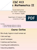 Course Instructors: Dr. Victor T. Odumuyiwa Dr. Ufuoma C. Ogude Department of Computer Sciences University of Lagos