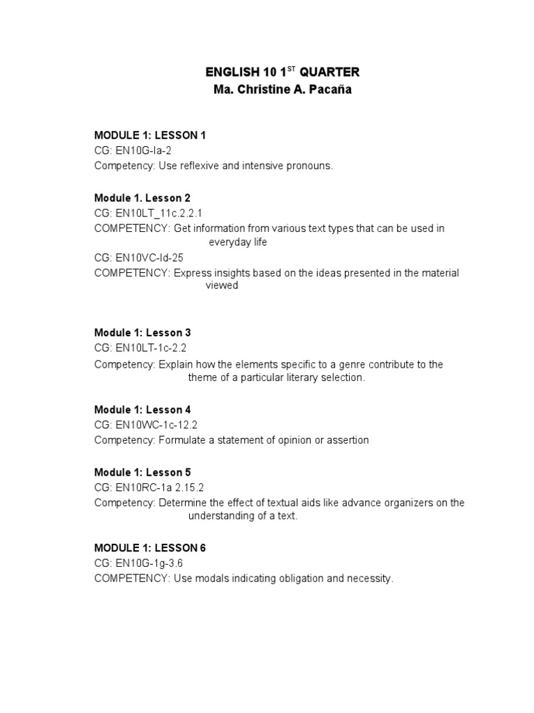 English 10 Worksheets Pdf