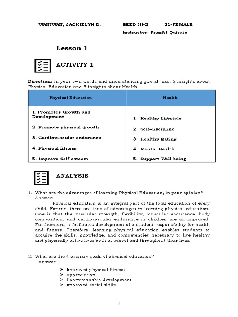 Insights on Physical Education and Health | PDF | Physical Education ...