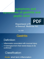 Main symptoms and syndromes of gastritis and peptic ulcer