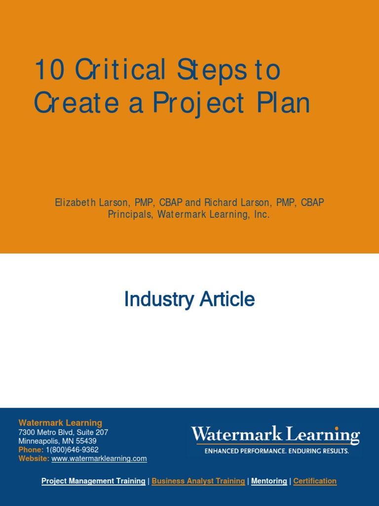 10 Critical Steps To Create A Project Plan | PDF | Project Management ...