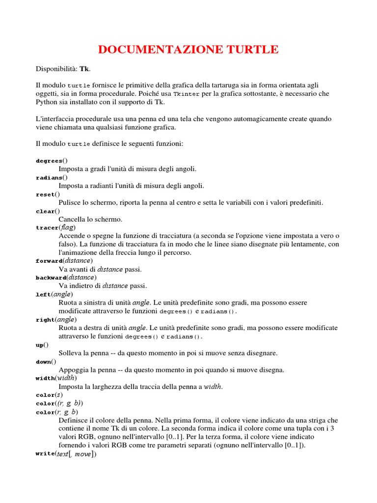 Documentazione Turtle | PDF