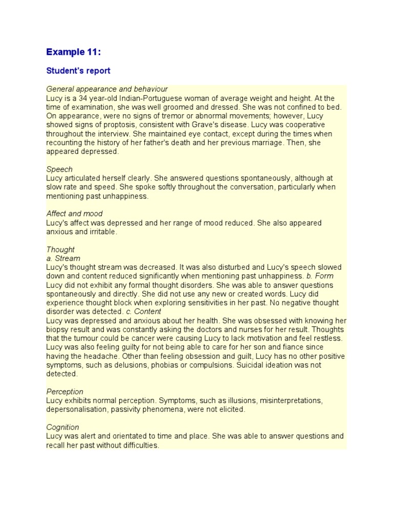 Mental status examination case study picture