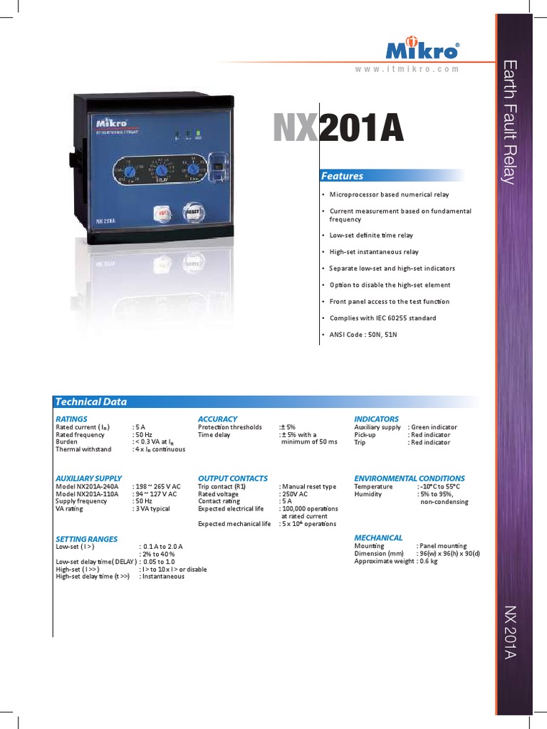 Features: Ratings Accuracy Indicators | PDF | Relay | Alternating Current