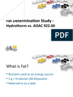 Fat Determination Study - : Hydrotherm vs. AOAC 922.06