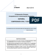 Sgea Eval 3primaria 2019 Pruebas 6 10m 3ep Comprension Oral y Escrita Espanol