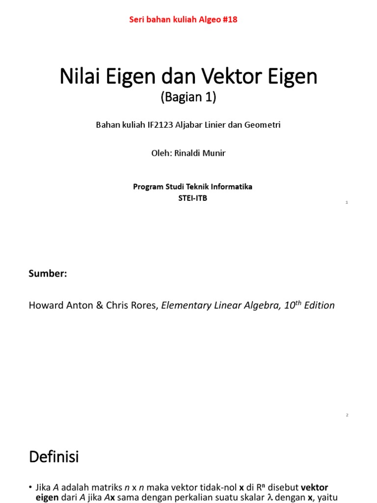 Nilai dan Vektor Eigen Matriks | PDF