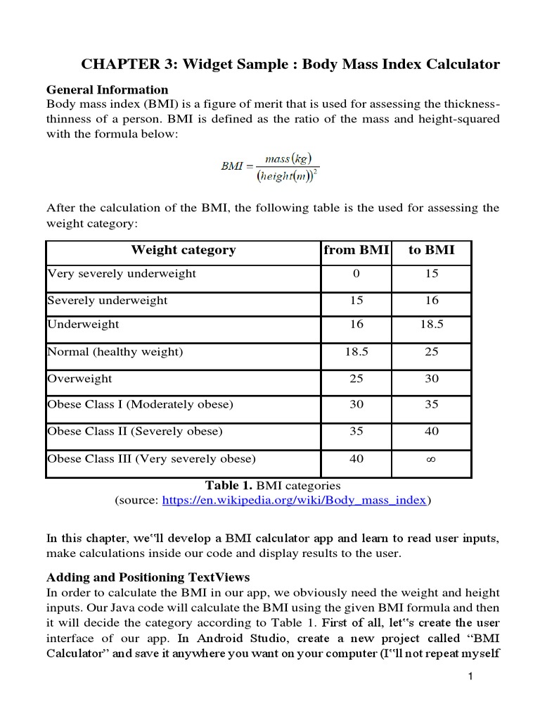 BMI Calculator App Development Guide | PDF | Body Mass Index | Obesity