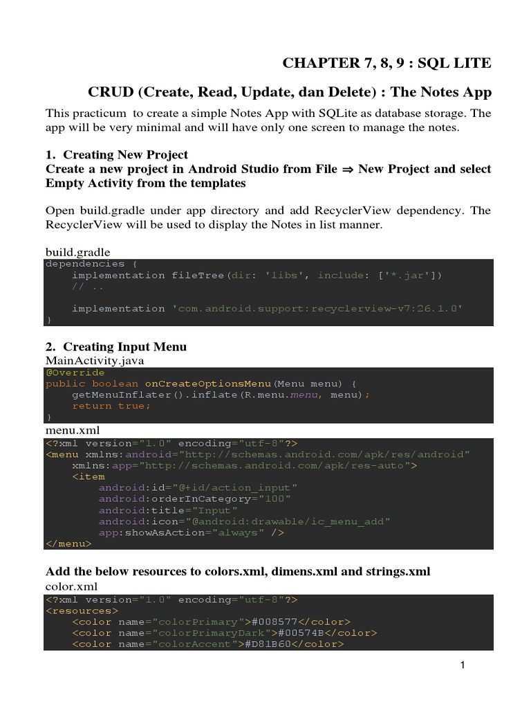 CRUD (Create, Read, Update, Dan Delete) With SQL LITE The Notes App ...