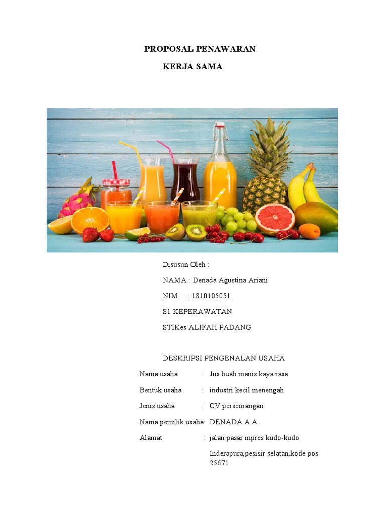 Proposal Usaha Jus Buah Manis | PDF | Karier & Perkembangan ...