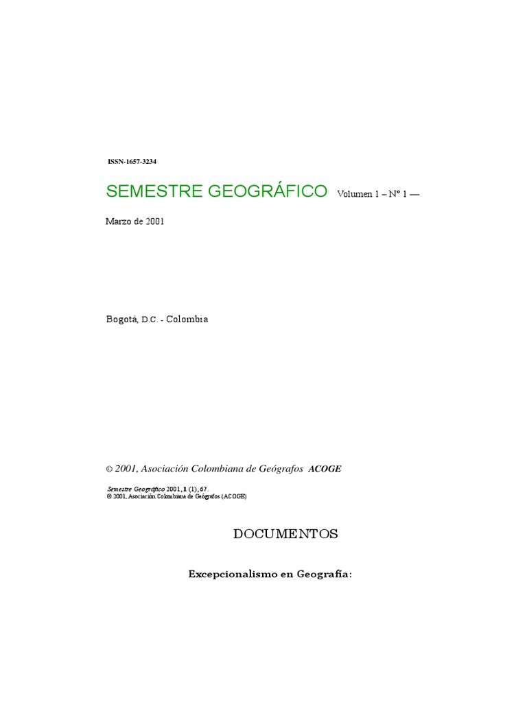 Schaefer, Fred K. 2001. Excepcionalismo en Geografia - Un Analisis ...