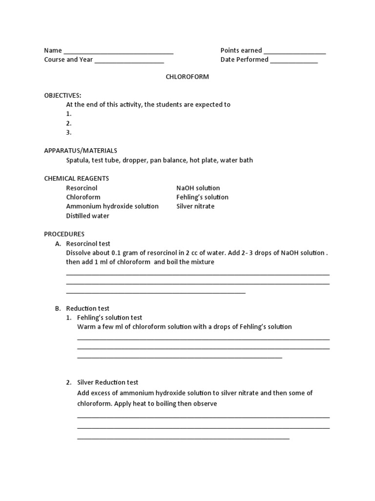 Resorcinol Iodoform Test Procedure | PDF | Physical Sciences | Chemistry