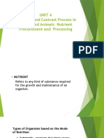 Unit 4 Compare and Contrast Process in Plants and Animals: Nutrient Procurement and Processing