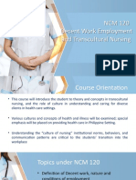 NCM 120 Decent Work Employment and Transcultural Nursing