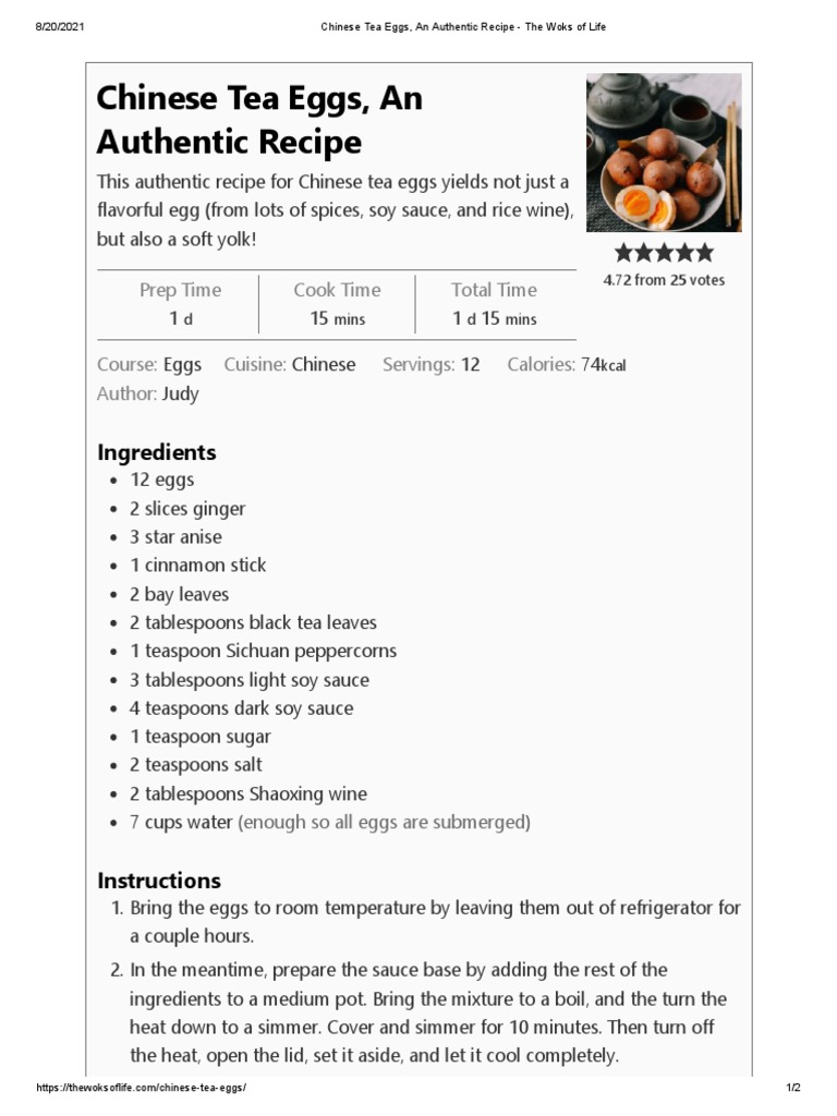 Chinese Tea Eggs, An Authentic Recipe The Woks of Life PDF Egg As