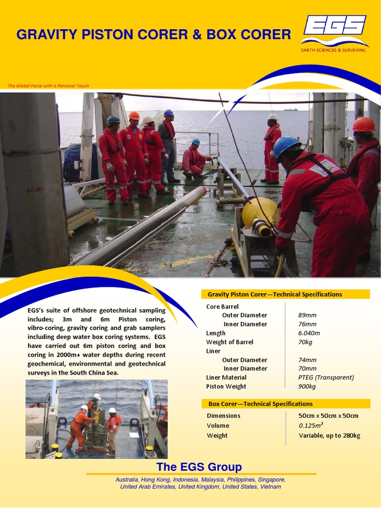 Piston Corer & Box Corer Spec Sheet Rev1 PDF Earth Sciences Applied And