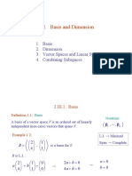 Basis 2. Dimension 3. Vector Spaces and Linear Systems 4. Combining Subspaces