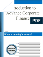 Introduction to Advance Corporate Finance Chapter