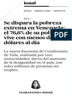 Venezuela Se Dispara La Pobreza Extrema en Venez