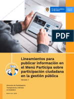 Lineamientos para Publicar Información en El Menú Participa Sobre Participación Ciudadana en La Gestión Pública - Versión 1 - Mayo 2021