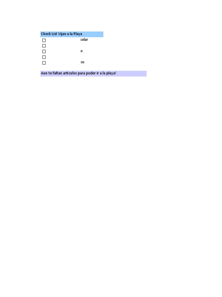 Ejemplo Checkbox en Excel | PDF