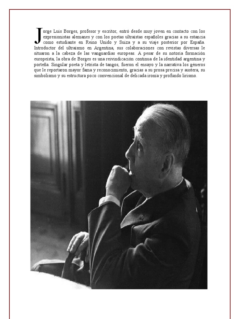 Jorge Luis Borges. Vida y Obra | PDF | Poesía