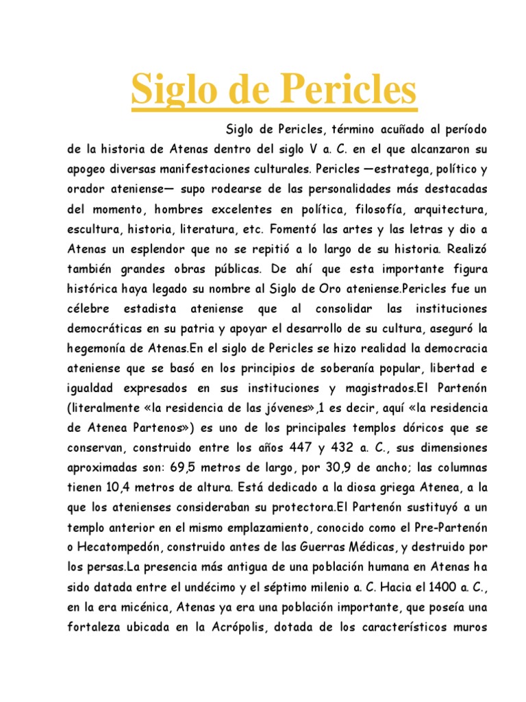 Siglo de Pericles | PDF | Antigua Grecia | Antiguedad clasica