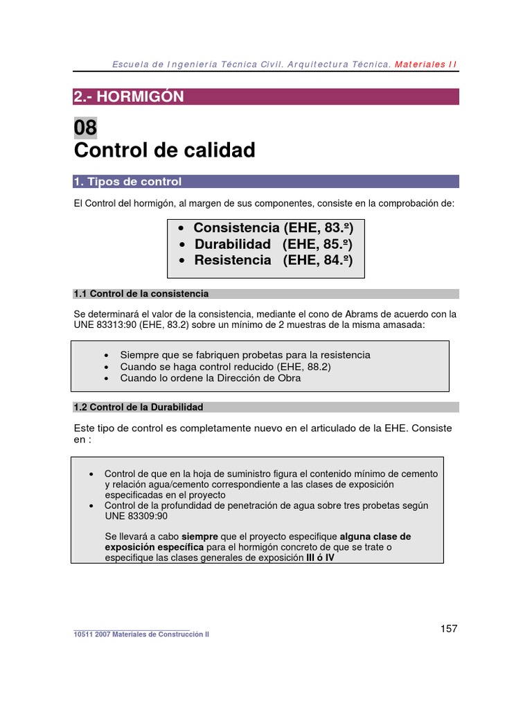 Control de Calidad del Hormigón en Construcción | PDF | Hormigón ...