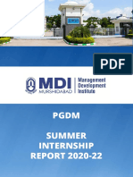 MDI Murshidabad Summer Internship Report 2020-22