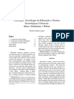 Texto 3A Lopes Paula Educacao Sociologia Da Educacao e Teorias Sociologicas