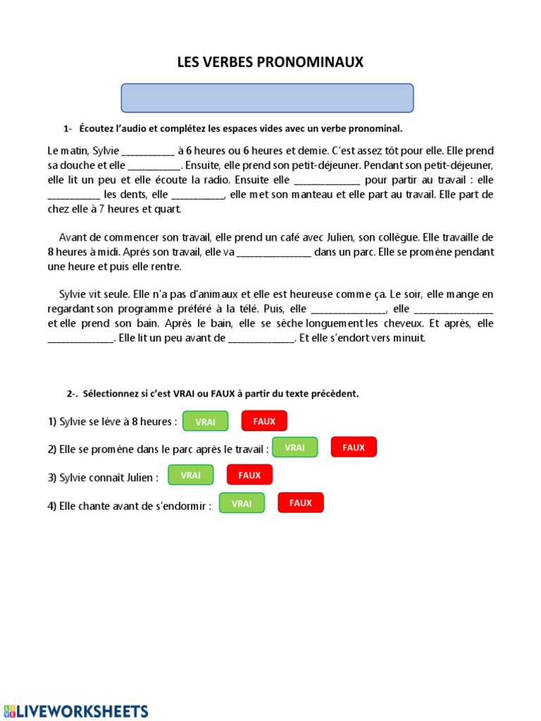 Verbes Pronominaux | PDF | Arts du langage et discipline