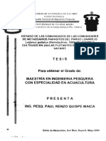 Estudio de Las Comunidades de Las Comunidades de Metazoarios Parasitos Del Pargo Lunarejo Cultivado en Jaulas Flotantes en El Estado de Nayarit