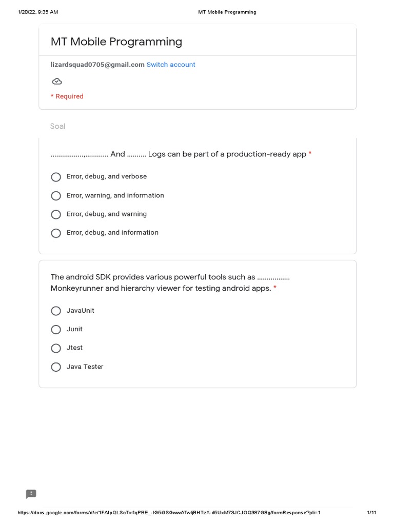 MT Mobile Programming Liza | PDF | Mobile App | Android (Operating System)