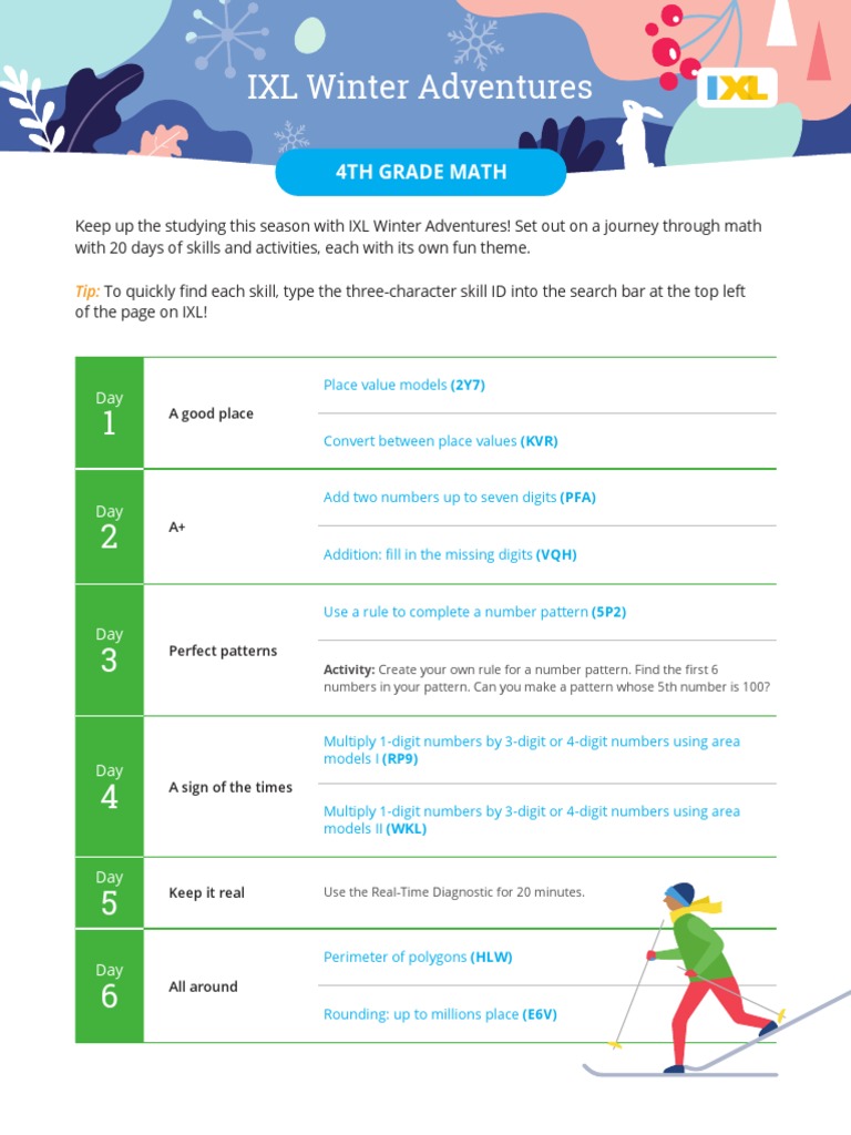 IXL Winter Adventures 4Th Grade Math PDF Elementary Mathematics Arithmetic