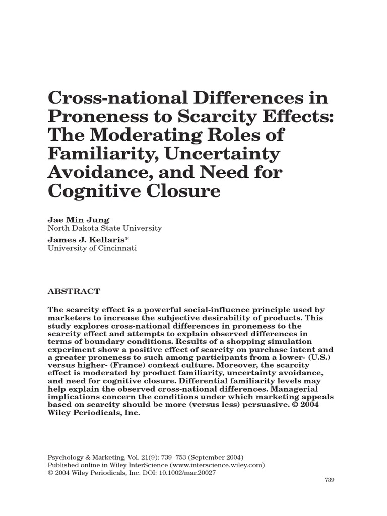 CrossNational Differences in Proneness PDF Persuasion Psychology