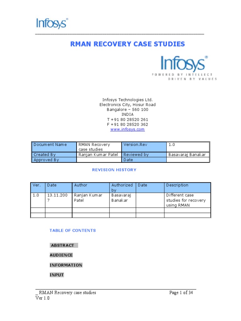 RMAN Recovery Case Studies for DBAs | PDF | Backup | Databases